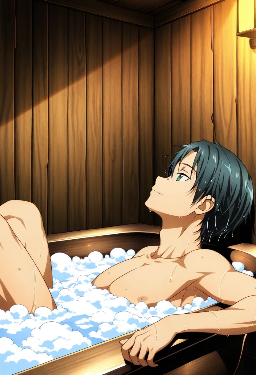 A 20 year old man with the appearance of frigidity taking, manhwa,anime naked bath in the bathtub