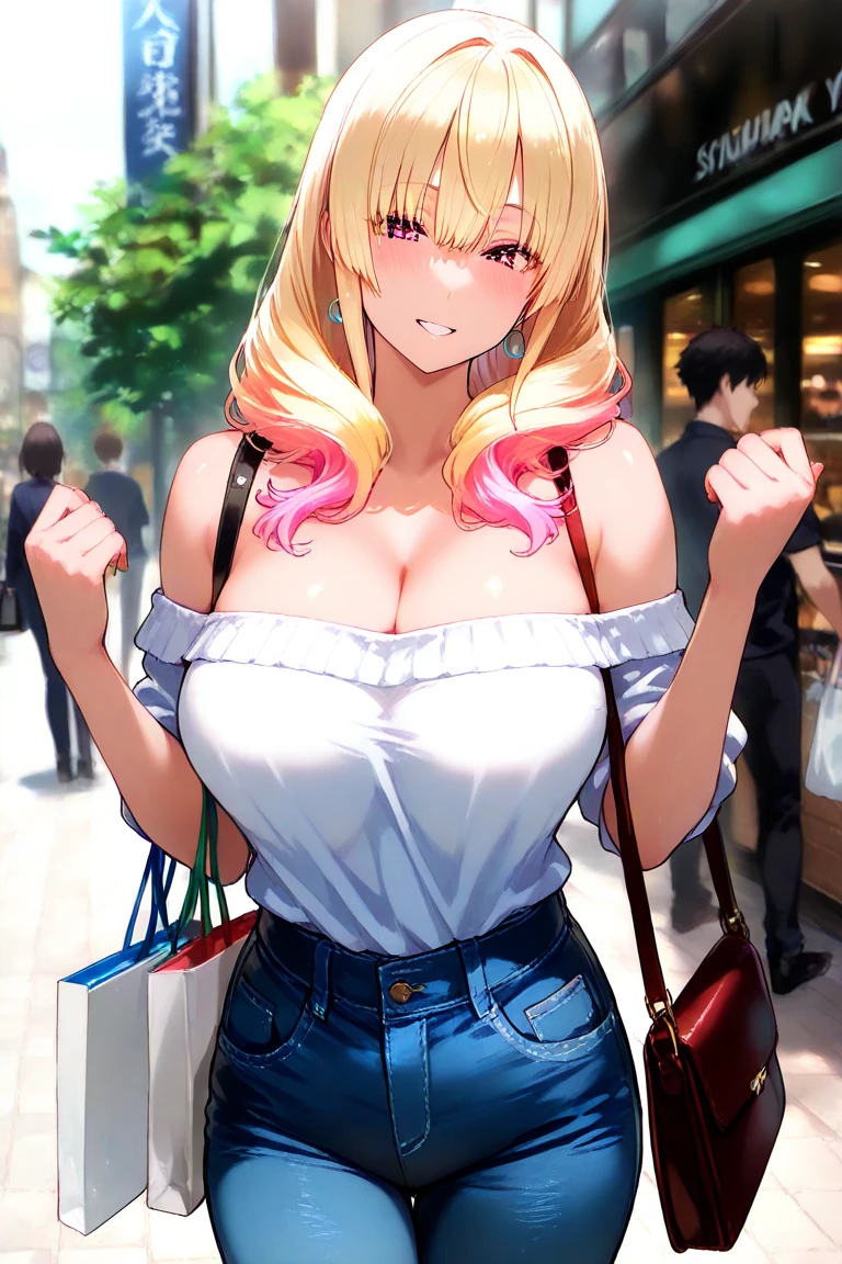 (best quality,4K,8k,high resolution,masterpiece:1.2),super detailed,(actual,realistically,realistically:1.37), Ultra high definition face, Woman in slit posing for photo, (flashy dress with white frills:1.4), (glossy lip:1.4), attractive girl, (beer girl:1.2), jaw-dropping beauty, large breasts, (cleavage of the breast:1.6), Thin waist and thick hips, hourglass figure, rosy cheeks, (press your chest together:1.5), (skin fang:1.2),
(beautiful blonde hair with pink mesh:1.4), Alluring with a smile, Bokeh, Dynamic Angle, (Leaning forward:1.5), close arms, Close-up face:1.2, whole body, From below:1.2, (Correct Anatomy:1.6, Ideal body proportions, The right move:1.5, Small hands, in the
casino room, (overflowing many bills between her breasts:1.6)