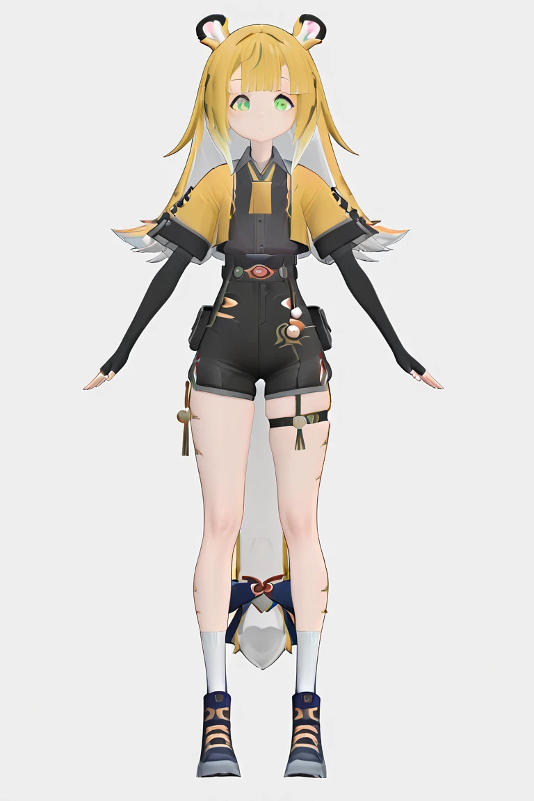 A girl Full body, perfect face, big green eyes , fight pose, front, side, back, small ass, Dinamic pose, (Character sheet), pale skin, full nude anatomy, small breast, curly hair, very short hair, facial expresions, orange hair, ponytailhair, multiple angles, multiples images.