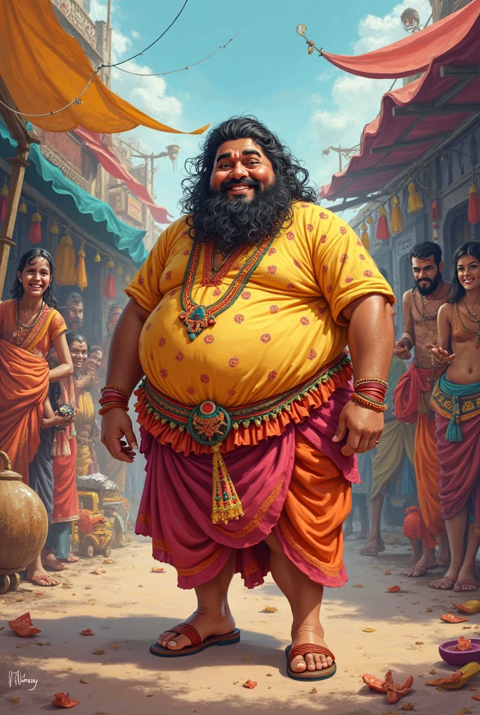 Kerala maveli with Kerala background big stomach full of gold ornaments dothi without beard