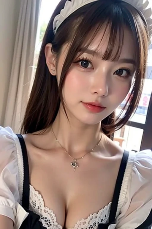 perfect figure beautiful woman:1.4,Layered Hair Style,Protruding cleavage,Lace bandeau:1.5,Highly Detailed Face and Skin Textur,double eyelid,Whiten the skin,Collar, solo, from above:1.3,