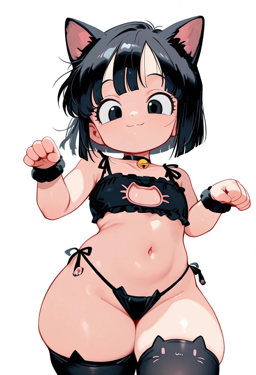 Disdainful Crouching Widely spreading legs Showing armpits Putting hands behind head Pussy Clitoris Small clitoris Directly in front Looking from below Twin tails Naked Glasses