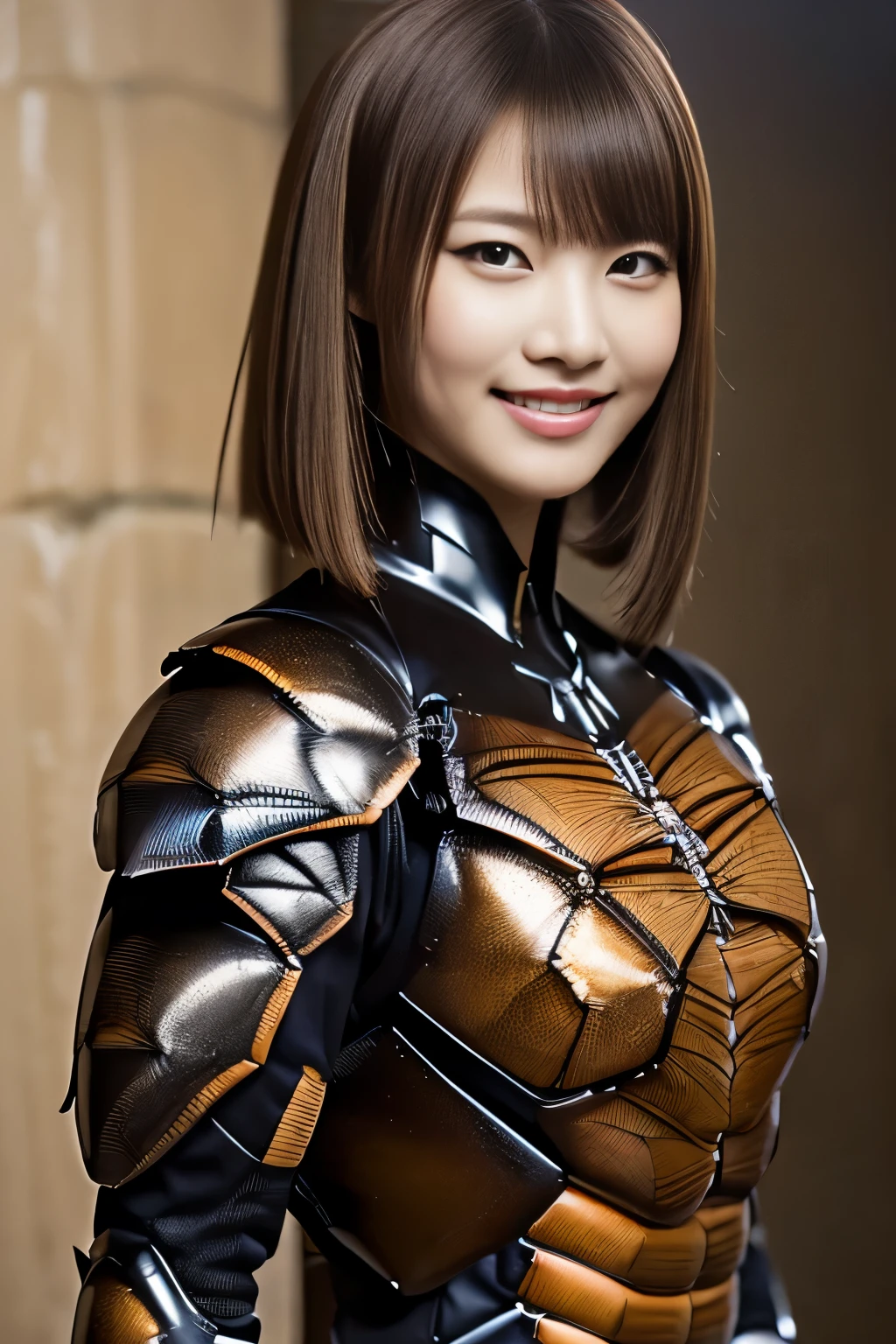 (high resolution,masterpiece,best quality,extremely detailed CG, anime, official art:1.4), realistic, photo, amazing fine details, all intricate, gloss and shiny,awesome many layers, 8k wall paper, 3d, sketch, kawaii, illustration,( solo:1.4), perfect female proportion,villainess, (fusion of dark brown cockroach and lady:1.4), (brown cockroach form lady:1.2), (brown cockroach lady:1.2), (fusion:1.2), (solo:1.4), (evil smile:1.2), muscular, abs, (cockroach brown exoskeleton bio insect suit:1.4), (cockroach brown exoskeleton bio insect armor:1.2), (brown transparency cockroach wing:1.4), (brown cockroach antennae:1.3),