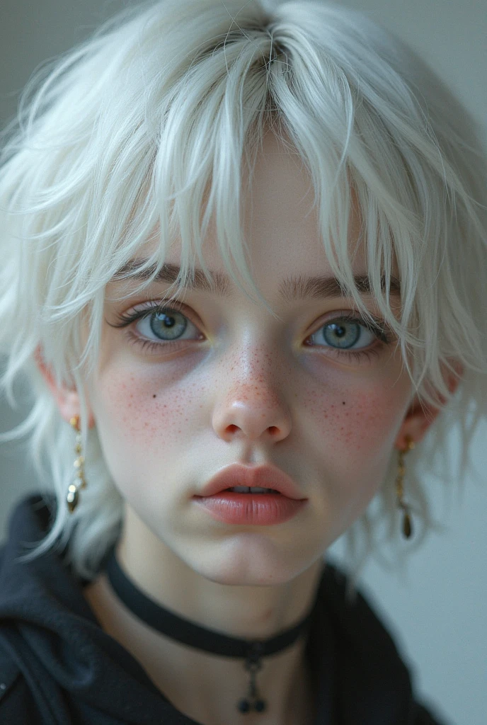 hyper realistic, ultra detailed, beautiful girl , silver short hair,tiny chest, blue eyes, teenage,summer, on the bed with tomatoes petals,from below