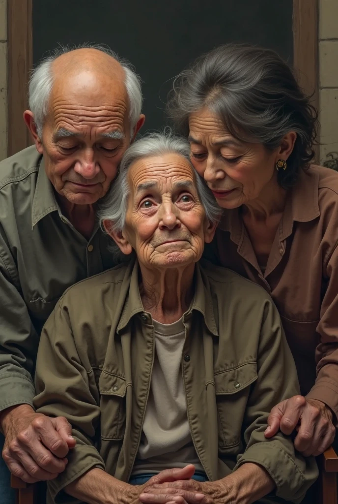 Old couple playing cartoon style