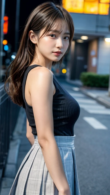 (Show underarms、A hyper-realistic、Armpit、Detailed armpit wrinkles、Detailed armpit pores、Realistic armpit skin、Black armpit skin、Black armpits、Turn your whole body to the viewer、Show both armpits、White sexy panties、Stand in the city、In town、in a street), (illustratio), (hight resolution), (8k), (ighly detailed), (The best illustrations), (armpit pose、beatiful detailed eyes), (top-quality), (Ultra-detail), (masterpiece), (wall-paper), (Detailed face), (A smile、((40-year-old woman,Show realistic armpits))、Brown hair,short-hair,((Woman in dark blue sleeveless sweater and white sexy panties, japanes,