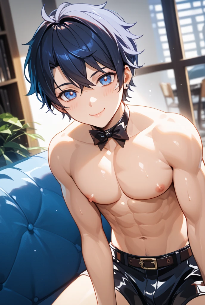 Cyan male boy with erotic outfit