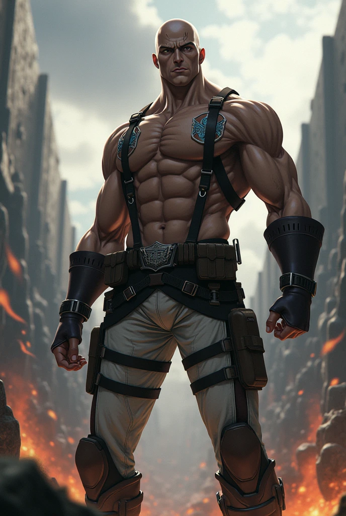 survival, foggy, a former navy man black  with a singlet and a tattoo who has a secret and can reduce damage taken outside the safe zone, a shipwreck with enemies and weapons from Free Fire, 16k, gloomy