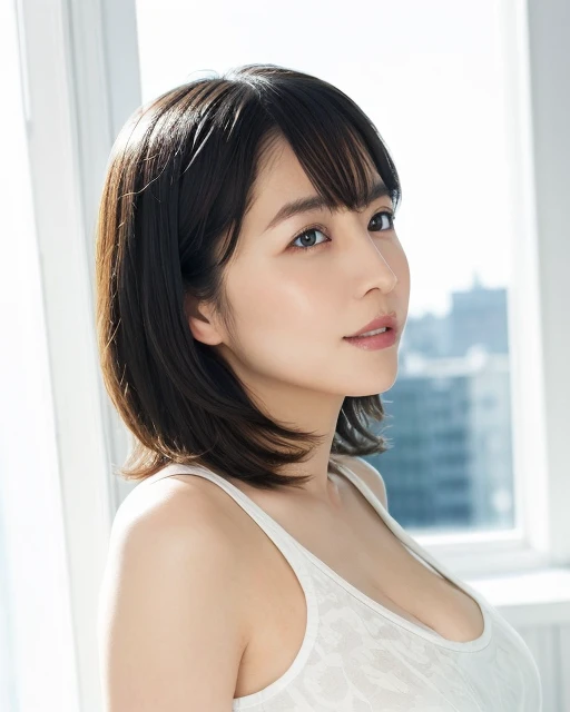 (Realistic:1.4, 8K), Highest quality, masterpiece, Ultra-high resolution, (Cinematic lens effects), 一面芝生の公園にAre standing、(Beautiful Face), (Brown Hair:1.3, bangs, Long Hair), Highly detailed skin and facial textures:1.3, Sunburned skin:1.0, perfect small breasts, Shining Legs, Limb details, (Gal Makeup, eyeliner, Lip gloss, Beautiful erotic eyes:0.85), Sexy Face:0.8, (Beautiful Eyes, Thick lips, A taste of beautiful eroticism:0.85), (Too cute beauty:0.9), (Looking into the camera), Sexy underwear(Wearing random sexy underwear)、Are standing、((A shy smile、See through、Very small breasts、View from the front、))、Lots of eyelashes、skeletally correct、1 girl、Slim figure