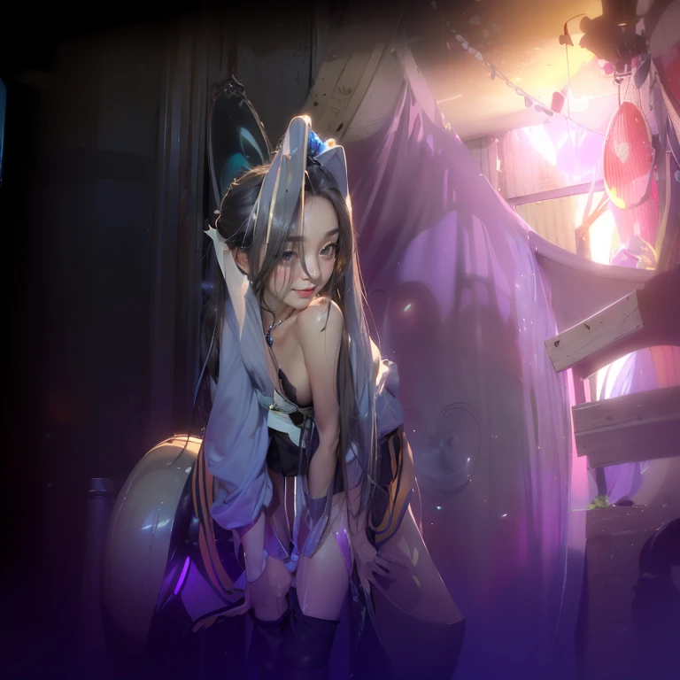 Full body photo of anime girl with purple eyes and black hair witch hat, hyuga hyuga, Red hair, academy, from girls frontline, shalltear from overlord, Anime moe art style, portrait gapmoe yandere grimdark, The Witch, gapmoe yandere grimdark, portrait of a young witch girl, Produced using ray tracing in an anime artist studio,NVIDIA RTX,Hyper-Resolution,Unreal 5,Subsurface scattering、PBR Texture、post-proces、Anisotropy Filtering、depth of fields、maximum definition and sharpness、Many-Layer Textures、Albedo e mapas Speculares、Surface coloring、Accurate simulation of light-material interactions、perfectly proportions、rendering by octane、Two-colored light、largeaperture、Low ISO、White balance、the rule of thirds、8K raw data、