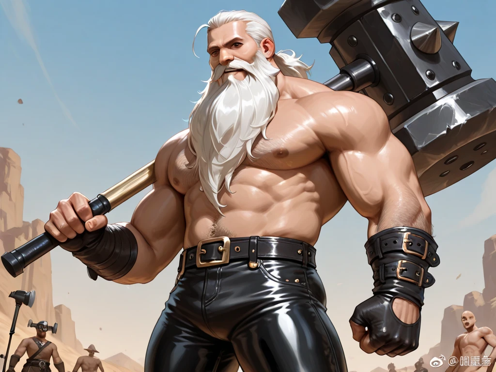 Male, 30 years old, hairless, bald, bearded, big beard, black beard, white eyes, white iris, white pupils, albino skin, large, muscular, wearing thick cloth clothes, a boot, holding a club and a large shield. Full body, photorealistic, photo, masterpiece, realistic, realism, photorealism, high contrast, photorealistic trend digital art on Artstation 8k HD high definition detailed realistic, detailed, skin texture, hyperdetailed, realistic skin texture, armor, best quality, ultra high resolution, (photorealistic: 1.4), high resolution, detailed, raw photo, sharp re, by lee jeffries nikon d850 film Photo Bank 4 Kodak Portra 400 Camera F1.6 Lens Dark colors Hyper realistic Realistic texture Dramatic lighting Unreal engine Trend at the Cinestill 800 arts station,