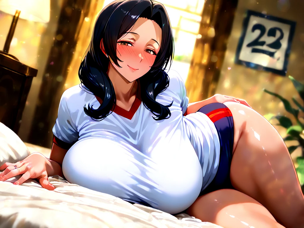 (nsfw),masterpiece,ultra detailed,sharp focus,high resolution,(tareme,baby face),curvy teen,(pussy focus),,close up,puffy nipples,seductive anime girl,opened track jacket,(laced undies:1.1),ponytail,dark blonde hair,short straight hair,(lying on carpet),stadio apartment,drooping eyebrows,thick thighs,(messy home),gigantic breasts,used clothes on floor,(tanned skin:1.3),tv on tv table,pubic hair,(armpit hair),sweaty,(satisfied,smile),,(excessive cum in pussy)