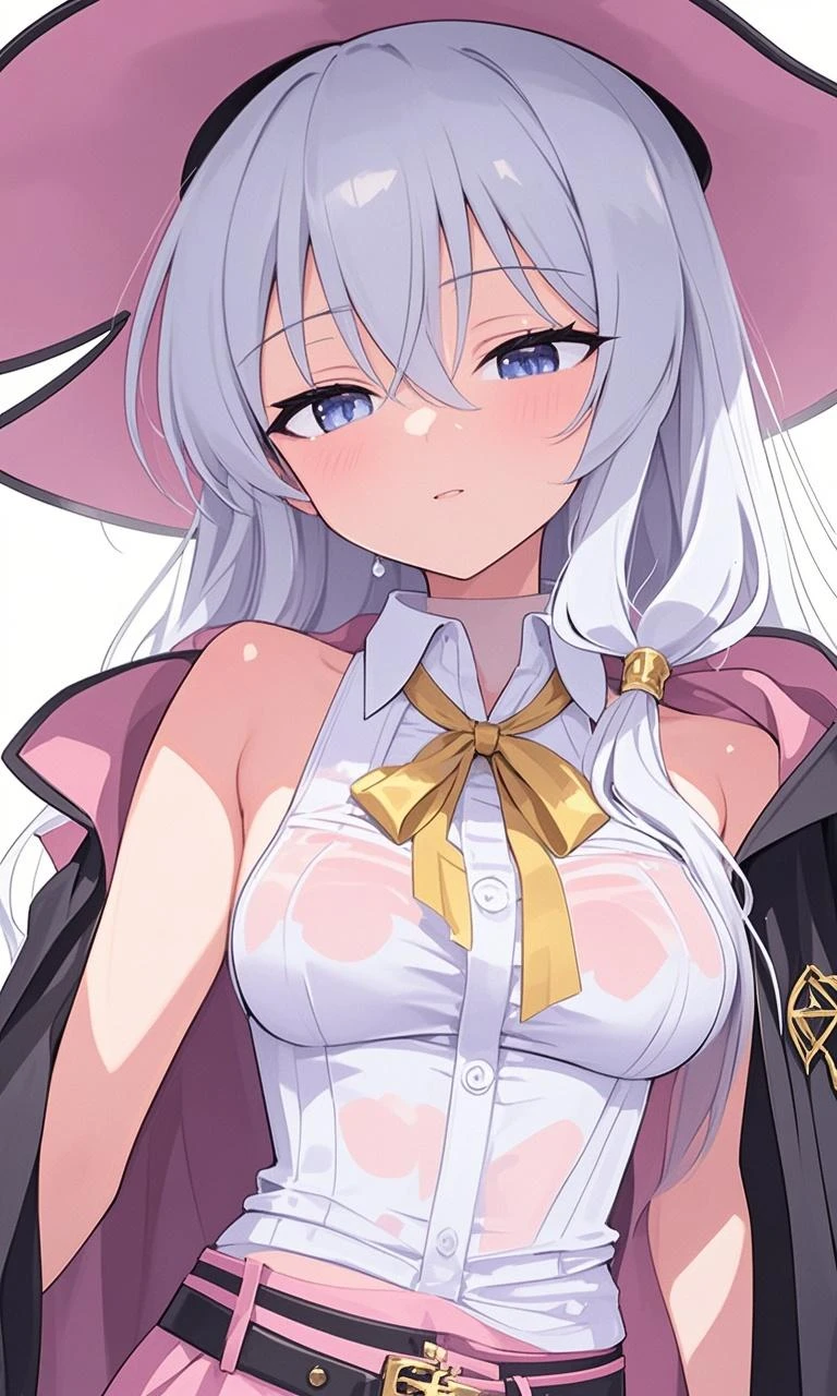 ((muste piece)), ((best quality)), (Super detailed), anime style etc.,peeing on the bed, pretty girl, 1 girl, solo, ((beautiful eyes)), shy smile, ((Open chest)), ((Cute nipples))