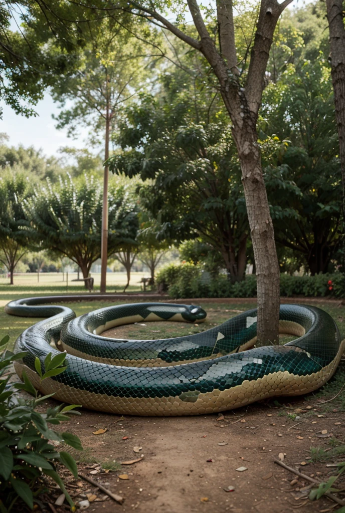 An anaconda pulling a girl 