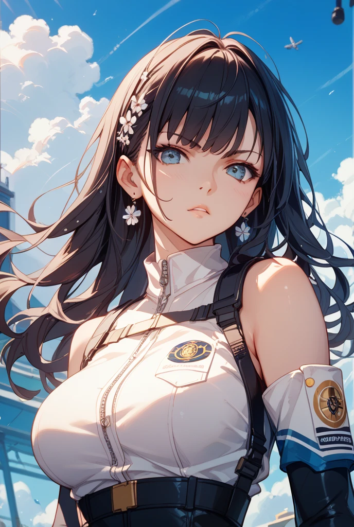 best quality ,masterpiece, illustration, Extremely delicate and beautiful, Extremely detailed ,CG ,Unite ,8k wallpaper, Astonishing, Fine details, masterpiece,best quality,Official Art,Extremely detailed CG Unite 8k wallpaper,absurd, incredibly absurd, Extremely detailed, high resolution, Extremely detailed,Beautiful and delicate girl,There is light on the face, 1 Girl, Mecha, armor, Mechanical_Body, Black Hair,  spaceship, City, Cyberpunk, Star_Sky,  