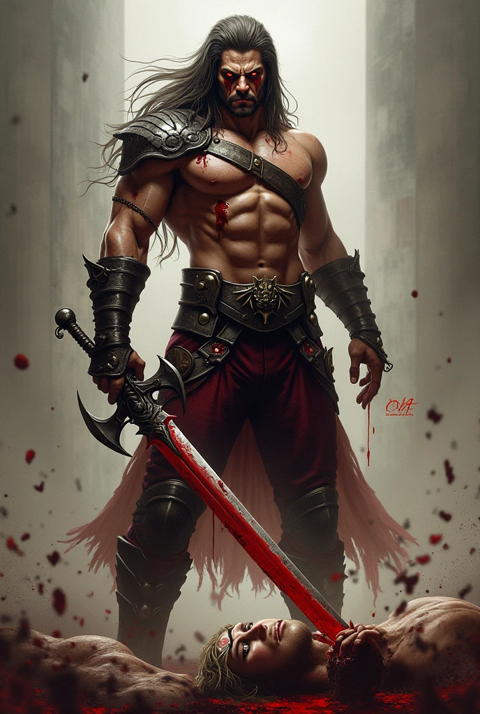muscular hot man, No armor, two swords