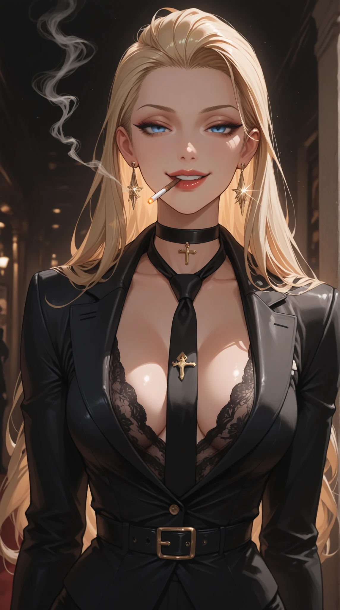 (best quality:1.6), (masterpiece:1.2), (realistic:1.4), taller slim woman, (hair over one eye:1.3), (mekakure:1.3), (asymmetrical blonde hair:1.3), (dark eye makeup:1.3), (Dark black eyeshadow:1.3), (handsome face:1.3), (brown skin:1.4), (tanned skin:1.4), (bronze skin:1.4), (dark skin:1.4), (mahogany colored skin:1.3), (gorgeous eyes:1.1), (provocative teethy smile:1.4), many piercings, toned abs, half-closed eyes, (open legs:1.1), (knees up:1.2), (staring at me:1.2), arm to head, front open shirt, unbuttoned to the belly, confident expression, bare foot, bare legs, Asian gal girl, luxurious bedroom, dynamic pose, cinematic angle, Detailed drawing, perfect anatomy, (High Resolution), (high detailed skin), ((top-quality)), ((High Definition)), high quality shadow, mostly cloudy sky, detailed background, ((Unbeatable masterpiece)), Maximum clarity and sharpness, Multi-layer Textures, Post-Processing, Anisotropic Filtering, octane render, two-tone lighting, professional photography, Realistic portrait, White balance, Long Exposure, Low ISO, 8K RAW, perfect hands, detailed fingers, Ray Tracing, Depth of Field, (((Photorealistic))), anatomically correct, (((Best Quality))), (((Super Detail))), (((UHD)))