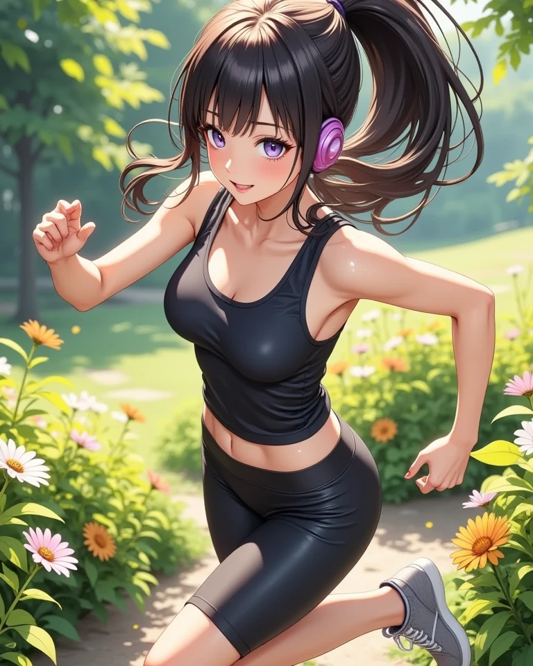 1girl, solo,saga,black sports bra, pose,detailed face,sitting,
