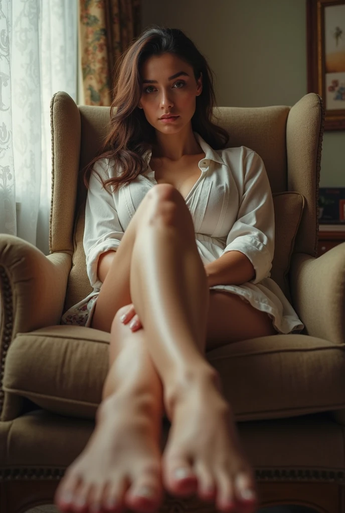 Girl with legs crossed
