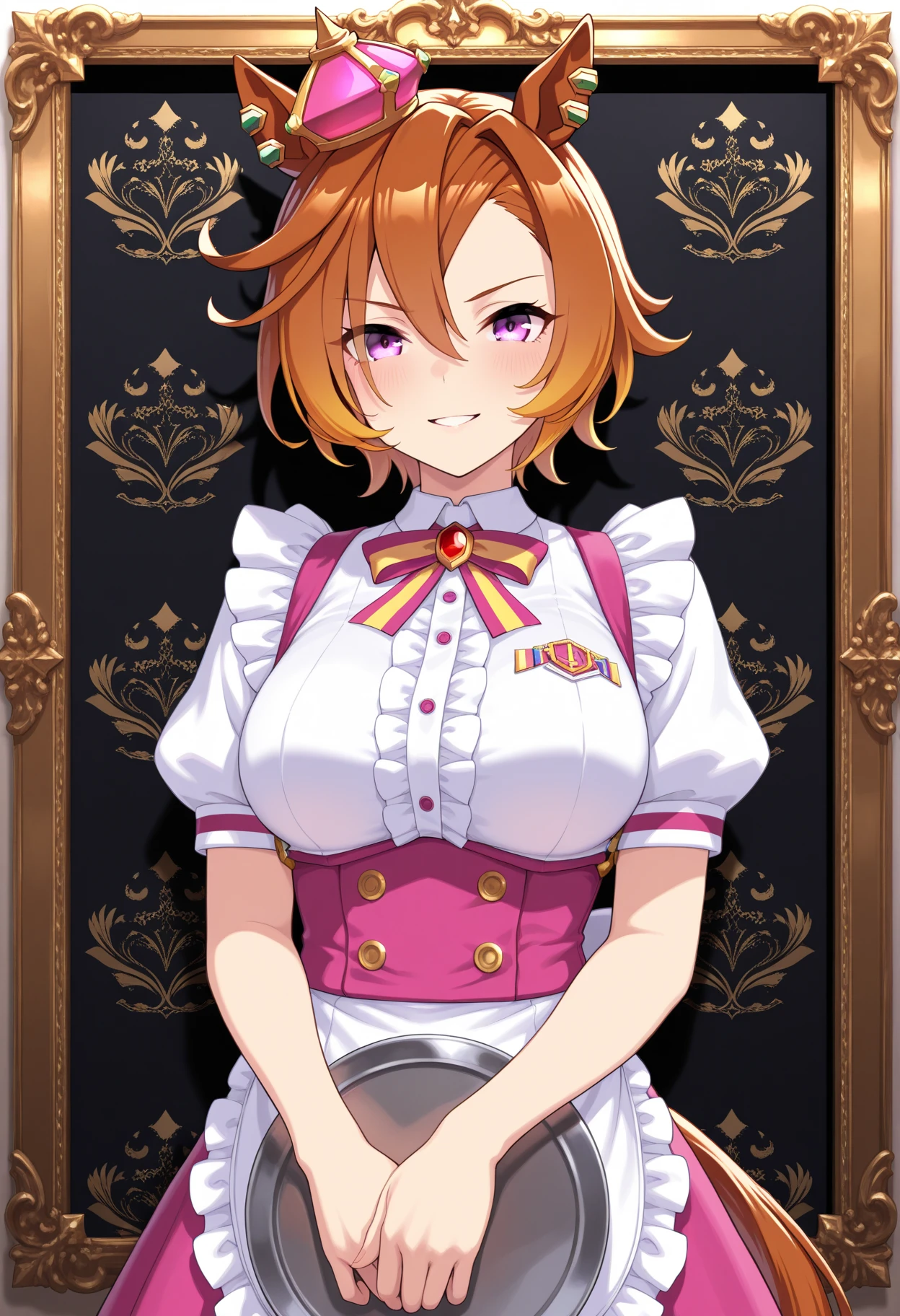 (masterpiece), (highest quality), ((Super detailed))、(super delicate)、Cute naughty Fighter girl、Pastel colors hair、(large breasts:1.2, Thighs:1.2, thick legs:1.2, curvy:1.2)、Gorgeous、yellow orange hair, undercut, short hair, medium bob, (naked:1.4), standard height, (laughing、blush:1.2, grin, smug, fang:1.2), fighting pose