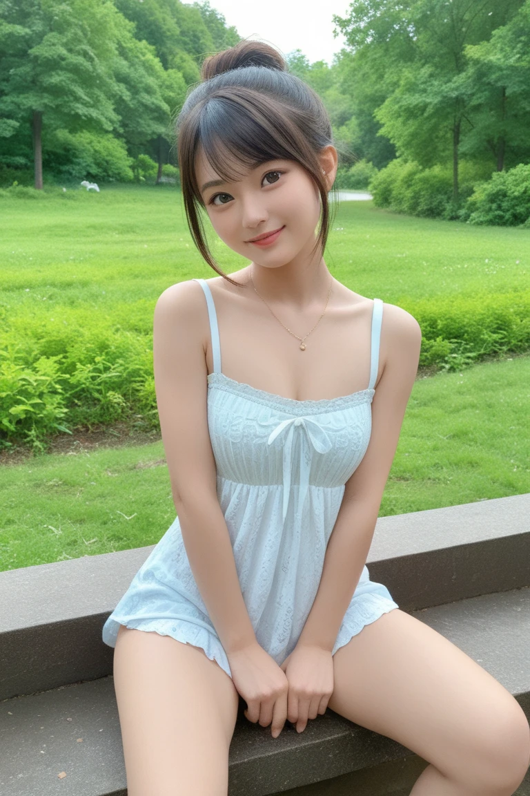 (8k, foto RAW, melhor qualidade, obra-prima: 1.2), (realista, foto-realista: 1.37), ultra-detalhado, 1 girl, sentado, (nariz corado), (sorriso: 1.1), middlebreasts, belos olhos detalhados, gravata borboleta, saia plissada, cabelo longo, muito charmosa com seu kakapo curtindo um lindo passeio de primavera cercada por girassois.
