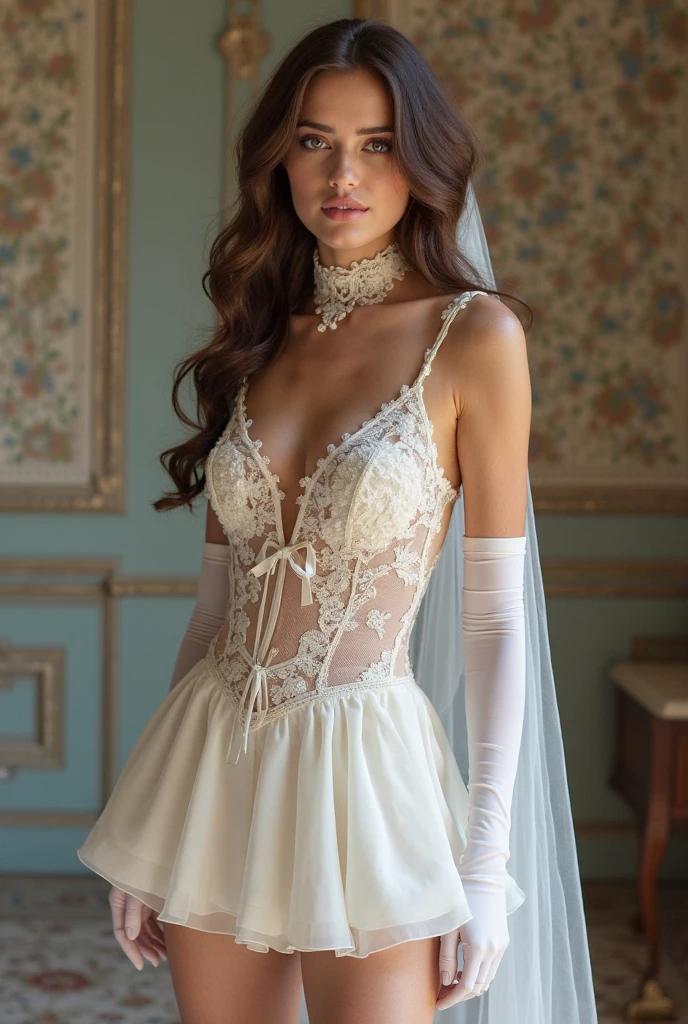 Make a picture where a bride is tied up, a female thief behind her who is tie her with rope, bound,BridesRoleplayCostume