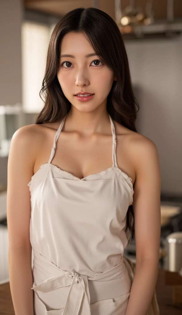 "(highest quality,8K,High resolution,masterpiece:1.2),Super detailed,(realistic,photorealistic,photo-realistic:1.37),soft focus,18-year-old,beautiful and detailed face,Detail view,renaissance art,delicate artwork,kitchen,kitchen apron,teenage girl,seductive lingerie,Gentle milk dripping onto my chest, Bright colors,studio lighting"
