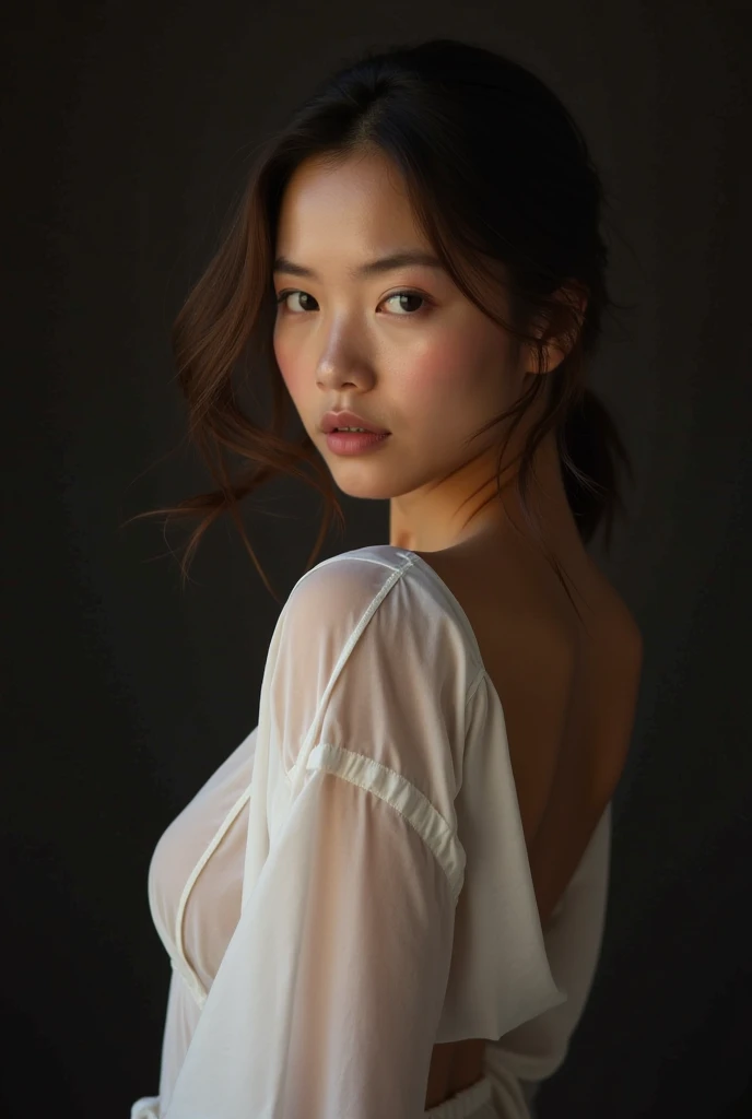 One person,( View your viewers:1.5),(Face Focus),(Upper Body),, (Mouth closed:1.5), High resolution,1 head,, Highest quality, 超High resolution, (Realistic:1.5),(skin reflex:1.3), RAW Photos,Physically Based Rendering,, Glowing Skin,, Curvy, , Simple Background,