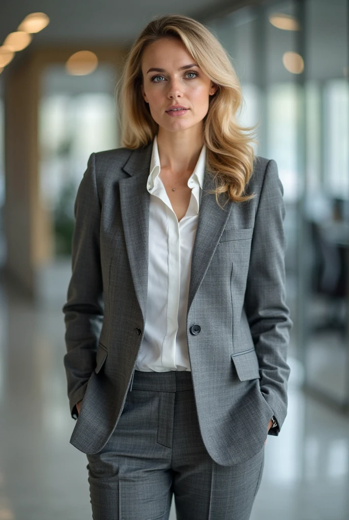 (masutepiece,High quality,16k:1.1),(depth of fields:1.3) ,((front body:1.35)), Ukrainian ,Woman, blonde,makeup,((business suit, black vertical striped pencil skirt )), voluptuous, thicc,(arms crossed:1.5) (wetting herself:1.5), (desperation:1.75),standing ,necktie peeing self, wetting her clothes