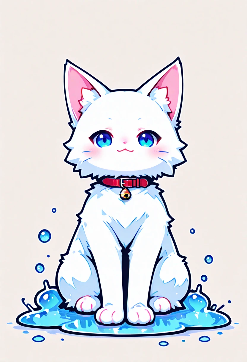 boy, cat, furry, bodyfur, tail, blue collar, blue bra, bottomless, blue gloves, blue boots, chibi, sparkling eyes, idol, happy, full body, penis, testicles, rain, blue raincoat, blue umbrella