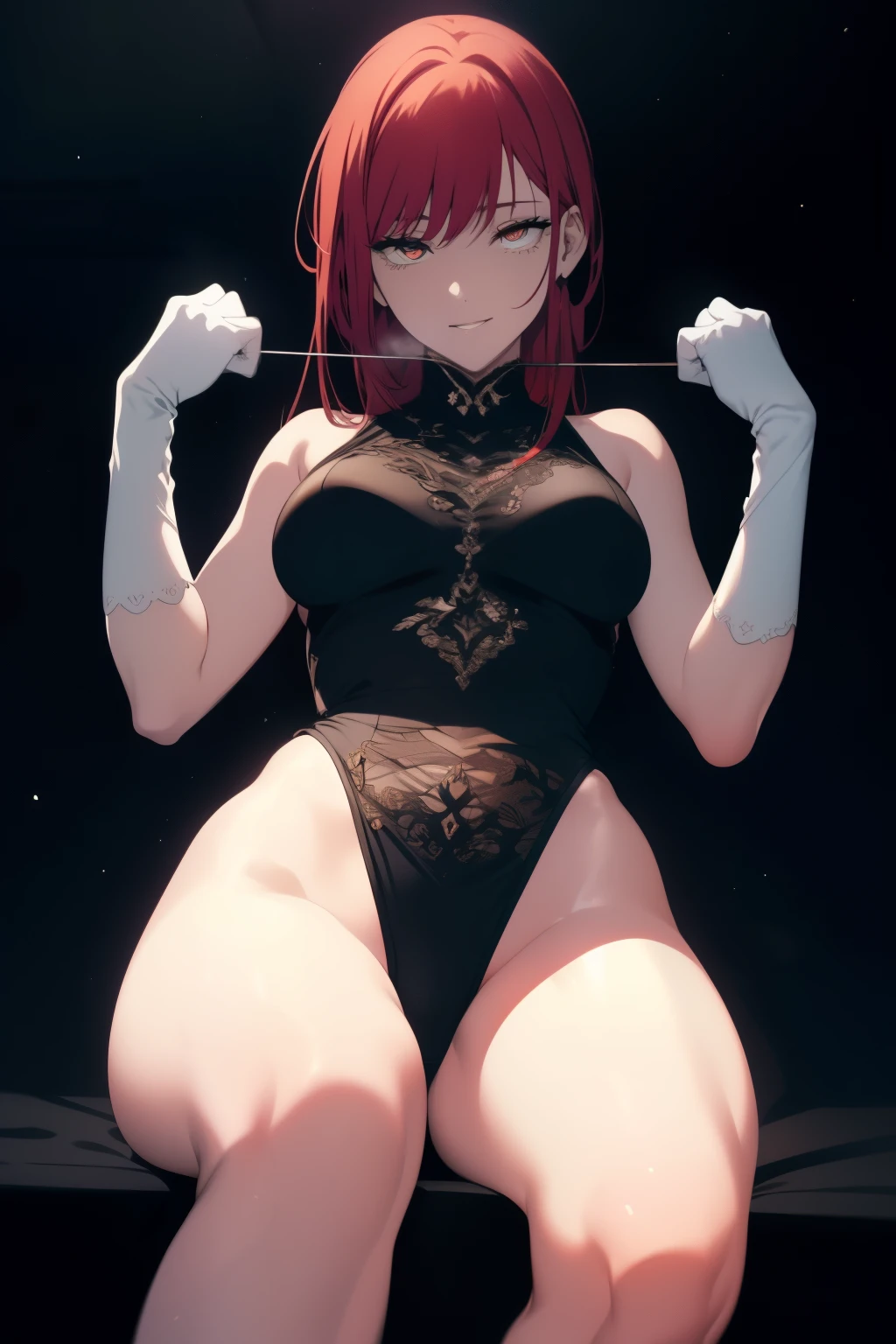 , (Masterpiece), (Best quality), (Very detailed), (CG Very detailed), (Highly sensitive), (Perfect lighting), (8K), (dynamic angle), (sharp image), vibrant colors, feminine, Masterpiece, Best quality, Depth of field, Cinema lighting, Masterpiece, Best quality, Very detailed, Colorful, vibrant, Big breasts, Thighs, mature feminine, Single, (Masterpiece, Best quality, High accuracy, anime screencap, Colorful anime,), (Perfect anatomy, Beautiful detailed eyes, Beautiful detailed body, Beautiful breasts, Shiny skin), Sexy mature anime lady sitting on a chair in sexy lingerie, Black underwear, Across the legs, shiny Thighs, Looking at the viewer, Side bangs, Red poetry, Ringed eyes, braided ponytail, Side bangs, Medium breast, Medium chest, Inside, room, lampshade, small table