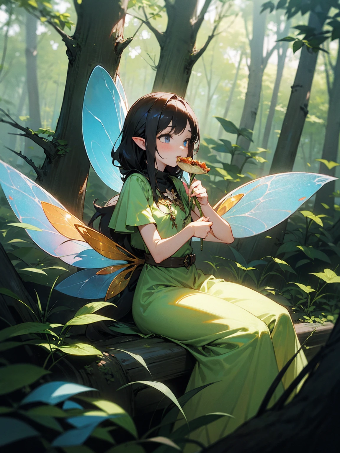 rope, enchanted forest, magical atmosphere, surreal, vibrant colors, soft lighting, ethereal, detailed fairy wings, mischievous expression, dynamic composition, fantasy elements, moss-covered trees, sparkling fairy dust, whimsical, mysterious, intense emotion, suspenseful, hidden treasure, ornate costume, gleaming dagger, suspenseful narrative, delicate features, delicate flowers, dramatic shadows.
(best quality, highres), enchanted forest scene with a fairy tied up by a female thief. The fairy has intricate wings that shimmer with vibrant colors and delicate details. The thief, with a mischievous expression, is tying the fairy with a rope in a dynamic and suspenseful composition. The forest is filled with moss-covered trees and the atmosphere is magical and surreal. Soft lighting adds to the ethereal and mysterious ambiance. The fairy's delicate features show intense emotions as she struggles against the binds. Whimsical elements like sparkling fairy dust float in the air. The thief wears an ornate costume and holds a gleaming dagger. The scene hints at a hidden treasure and creates a suspenseful narrative. Delicate flowers bloom around the characters, contrasting with the dramatic shadows in the forest. bound