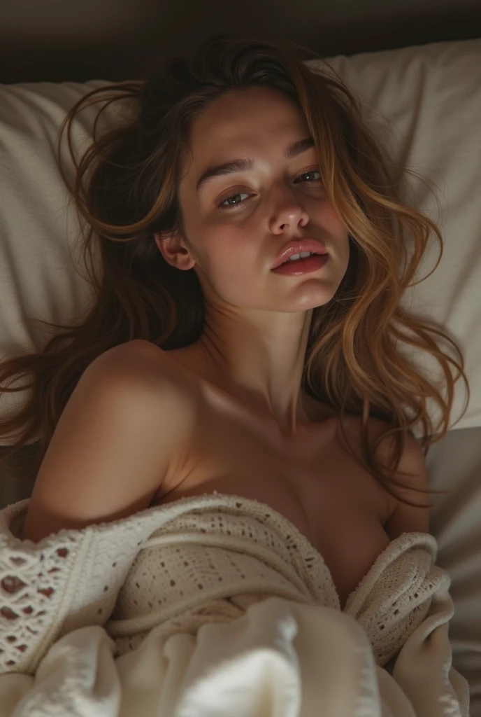 A girl sleeping without blanket and without clothes ans showing her boobs 