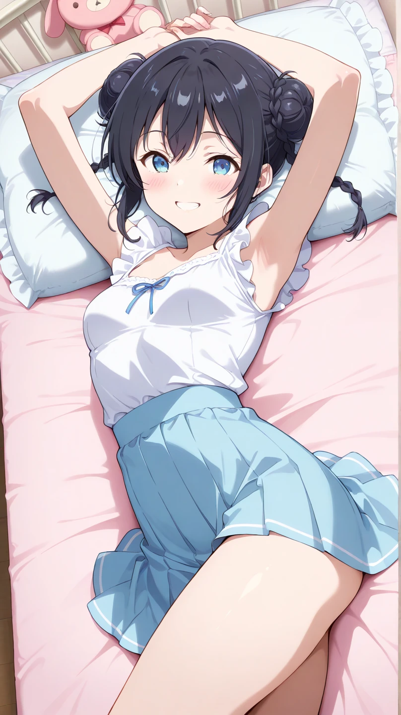 (masterpiece、highest quality、highest quality、official art、beautiful beautiful:1.2)、(1 girl:1.3)Hatsune Miku、twin tails,Ultra high quality from the goddess of big breast art, Super detailed, High resolution, anime moe art style, Best Anime 8K Kona-chan Wallpaper, Pixiv contest winners, perfect anatomy, break,(I draw a girl walking sleepily to school.. ),break, 1 girl, (alone,,,13 years:1.3),All limbs, full finger,, Androgynous charm, (very short hair), sleeping hair, hair is dirty, flat chest, small ass, between legs, small eyes,Detailed and beautiful black eyes, Well-proportioned iris and pupils, Disgusting eyes,  High resolution detailed hair, , skirt, on the way to school. break,Super detailed細なスキン, Best lighting by famous artists, 8K, figure,