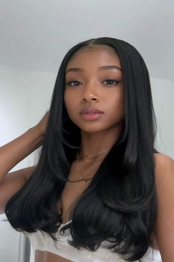 there is a woman with long black hair taking a selfie, long black braids, black hair in braids, box braids, long black braided hair, long black braided hair, jovem negra, jovem negra, foto de uma mulher negra, Long braids, long braided hair on top of head, woman with braided brown hair, com pele morena, beautiful city only black women