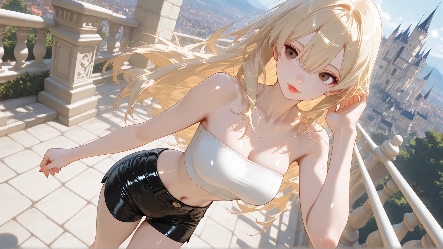 anime girl with long blonde hair posing on a ledge, blonde anime girl with long hair, seductive anime girl, anime girl with long hair, anime best girl, attractive anime girl, beautiful anime girl, anime girl, ilya kuvshinov with long hair, small curvy , an anime girl, beautiful alluring anime woman, ecchi anime style, anime waifu, polo transparente mojado, (, , pubic hair), (bragas mojadas), pubic hair
