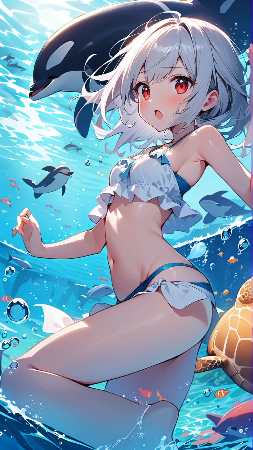 (((one girl))),(((tanned cirno))), (touhou),(((short hair,blue hair))),ice wings,(((blue eyes))),(((bangs))),(((grid pit girl wear))),(((blue hair bow))),(((grin))),(((full body))),(((small breasts))),(((simple white background))),(((Side angle)))