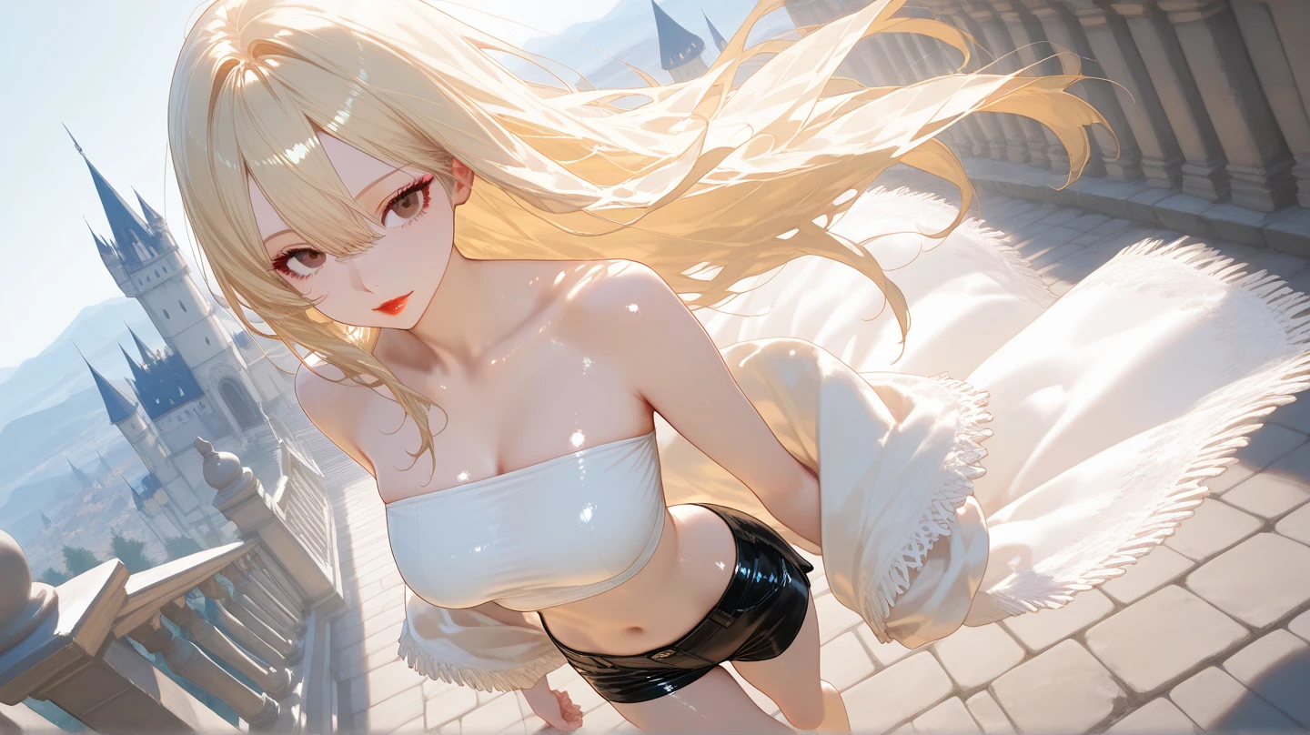 (8k,RAW photos,best qualtiy,tmasterpiece:1.2),(realisticlying,photograph realistic:1.37),hyper-detailing,超高分辨率,1个Giant Breast Girl,looking at viewert,beautifull detailed face,ssmile,smal,(big breasts thin waist:1.3),The shirt,Beautiful Details Skin,skin textures,Floating hair,profesional lighting --auto