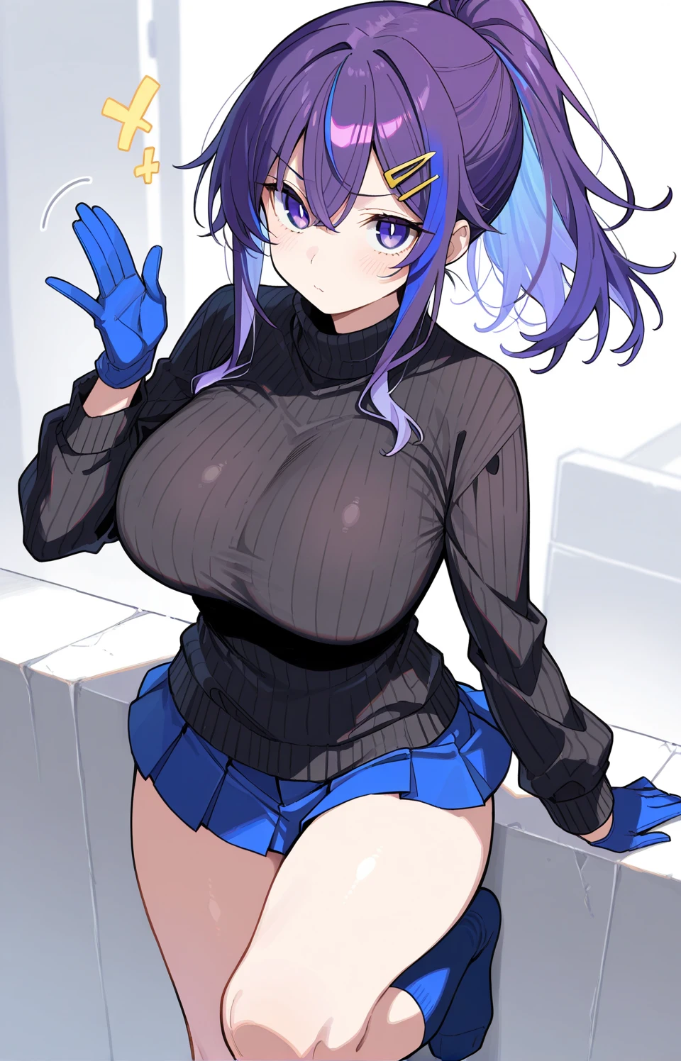 score_9, score_8_up, score_7_up, score_6_up, score_5_up, score_4_up, source_anime
, 1girl, Mona (genshin_impact), genshin_impact, medium breasts, collarbone, breasts focus, floox style, \\\\\ jacket,, open clothes, blue jacket, blue track suit,, sportswear, standing, track jacket, blue track pants, track suit, \\\\\ steam, steaming body, sweat,, rating_explicit, high resolution, deep breath, head out of frame, grey background, solo, nipple slip, waist-length dark purple hair that turns slightly red at the ends, shy, blush, gold earring that resembles a compass rose on her left ear, twintails