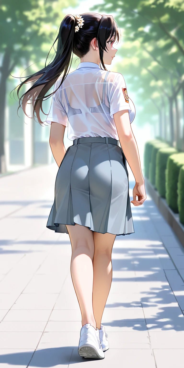 masterpiece, best quality, High Definition Beautiful woman, beautiful face woman bending over in the street showing her butt, skirt:1.1, with a beautiful smile, beautiful face, long hair, no thong, no underwear, no panties, beautiful pussy, street,