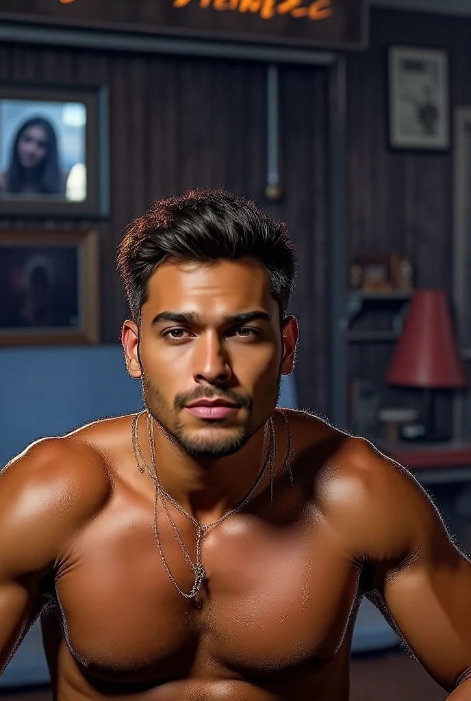 Foto RAW em sequencia, uma foto de um homem maduro com corpo sexualmente atraente, mirada sedutora, He likes to get involved with any man at any time and is an actor.
((Selfie da parte superior do corpo, feliz))
Detalhado rosto, planos de fundo detalhados pouco desfocados, luminosidades naturais, HDR, foto realista, foto profissional, flertando com o espectador, visual , fotorrealista, Attraente, pele natural, 8k UHD, alta qualidade, film grain, Fujifil