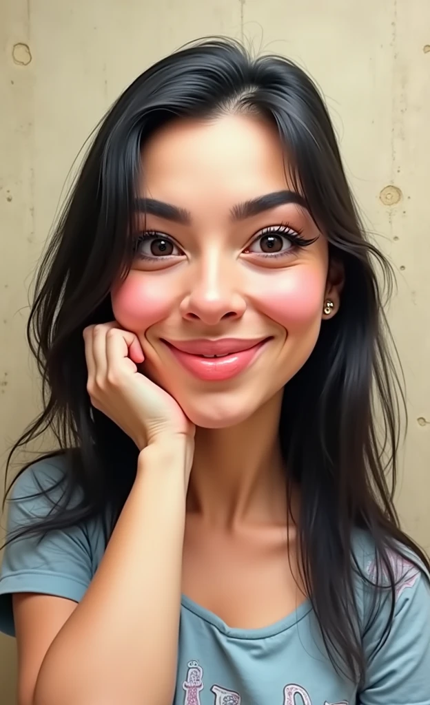 (From a birds-eye, above perspective), 1girl, high quality, high resolution, 4k, thin, 25 year old, solo, June, JuReis, wearing cute top, eyes looking up, lips, realistic, nose, flirting with camera, kneeling in a fitting room, looking seductively at viewer
