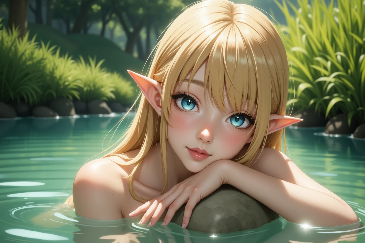Masterpiece, One Girl, Top Quality, Very Delicate and Beautiful, Very Detailed, Best Rendition, ((8K High Quality Detail Pictorial Art)), ((Pictorial Art)), Mystical, Elf, Mythological Painting,

simple bikini,

Child, in the center of the lake, splashing, bare navel, bare shoulders, lying on your back, floating on the surface of the water, white light, beautiful water print, blue clear lake, full body shooting, luminescent lake surface, arms outstretched, glowing fireflies,

12 years old, light, smooth skin, small breasts, slender, (((white skin)), colorful lips, super delicate hair, clear eyes, small buttocks, long hair, petite, super cute, short stature, transparent hair, thin blonde, round eyes, --auto