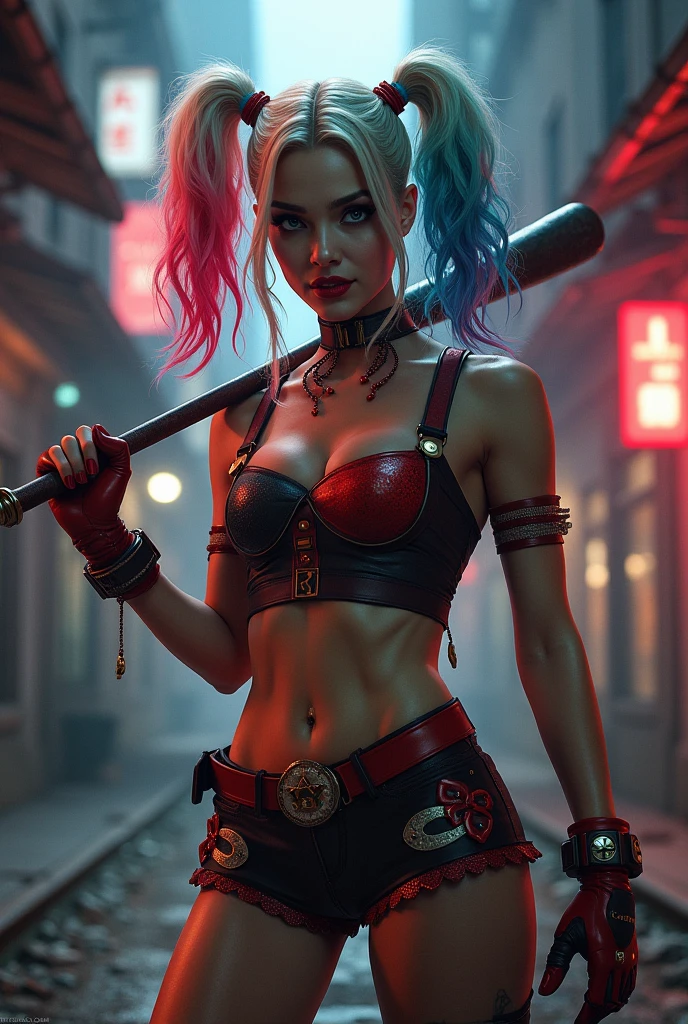 harley quinn, , cabelo grande, fogo, pessoas, seios enormes