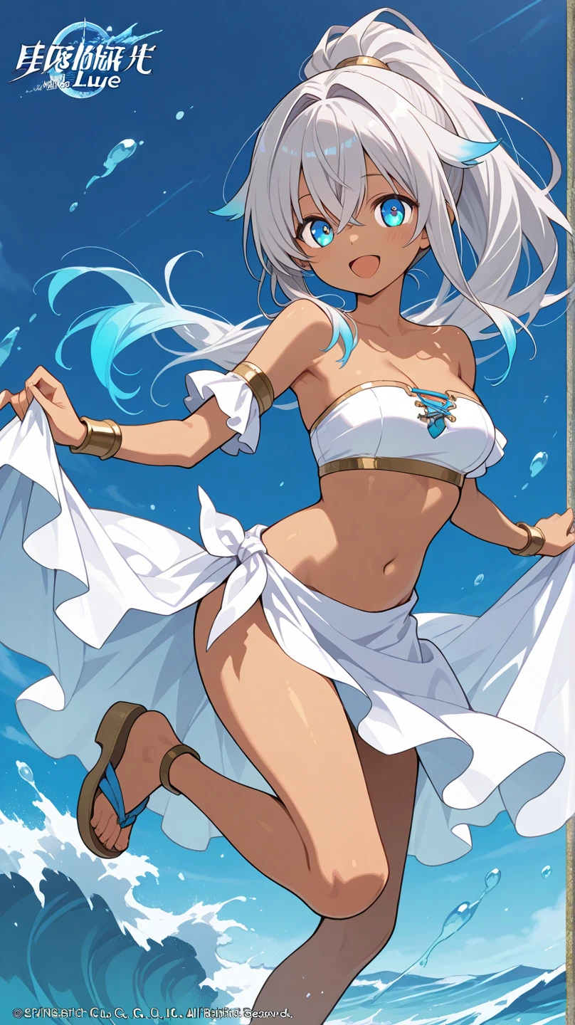 (1 girl), (((Velzard de tensei shitara slime datta ken))), She has fair skin, eyes the color of blue diamonds and long, shiny hair, Pearl White, reaching down to her waist, (((She wears a blue pendant in the shape of a star and a golden headband))), (wears a very short black bikini), large breasts, thin arms, (muscular belly), (((muscular legs))),(standing), thin waist, bare feet and very detailed, beautiful feet and well-shaped toes, (((beach night scene with starry sky and blood moon in the sky))), (hair tied in double ponytails), empty eyes, eyes empty, empty eyes, eye reflection, glowing eyes, bad mood, anime, anime style, ray tracing, cinematic lighting, panorama, Sony FE, UHD, masterpiece, anatomically correct, super detail, high quality, best quality, high resolution, 16k
