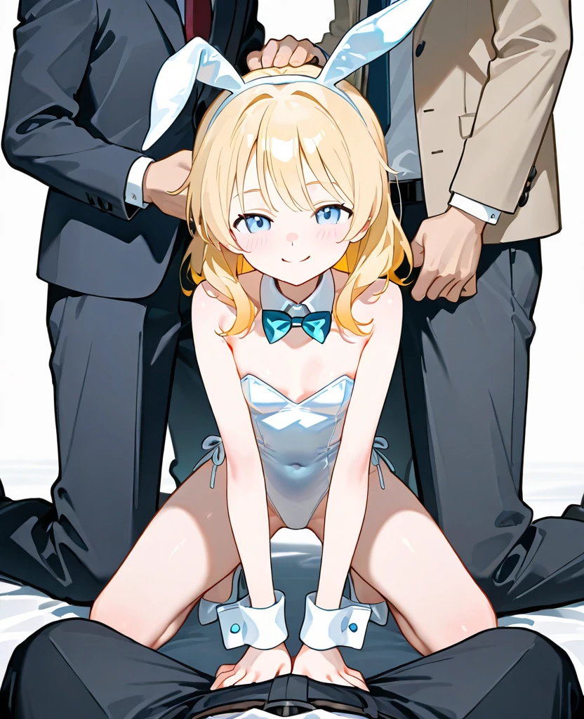 Men surrounding a girl、smile、he is short、Baby Face、The men are crowding,crowd、chandelier、Gambling grounds、casino,Baby Face、Bunny girl、Bunny Suit、Hold a condom、between legs、Raise one leg、penis、((ejaculation))、((semen))、((女の子にsemenを掛ける))、顔にsemenをかける、髪にsemenをかける