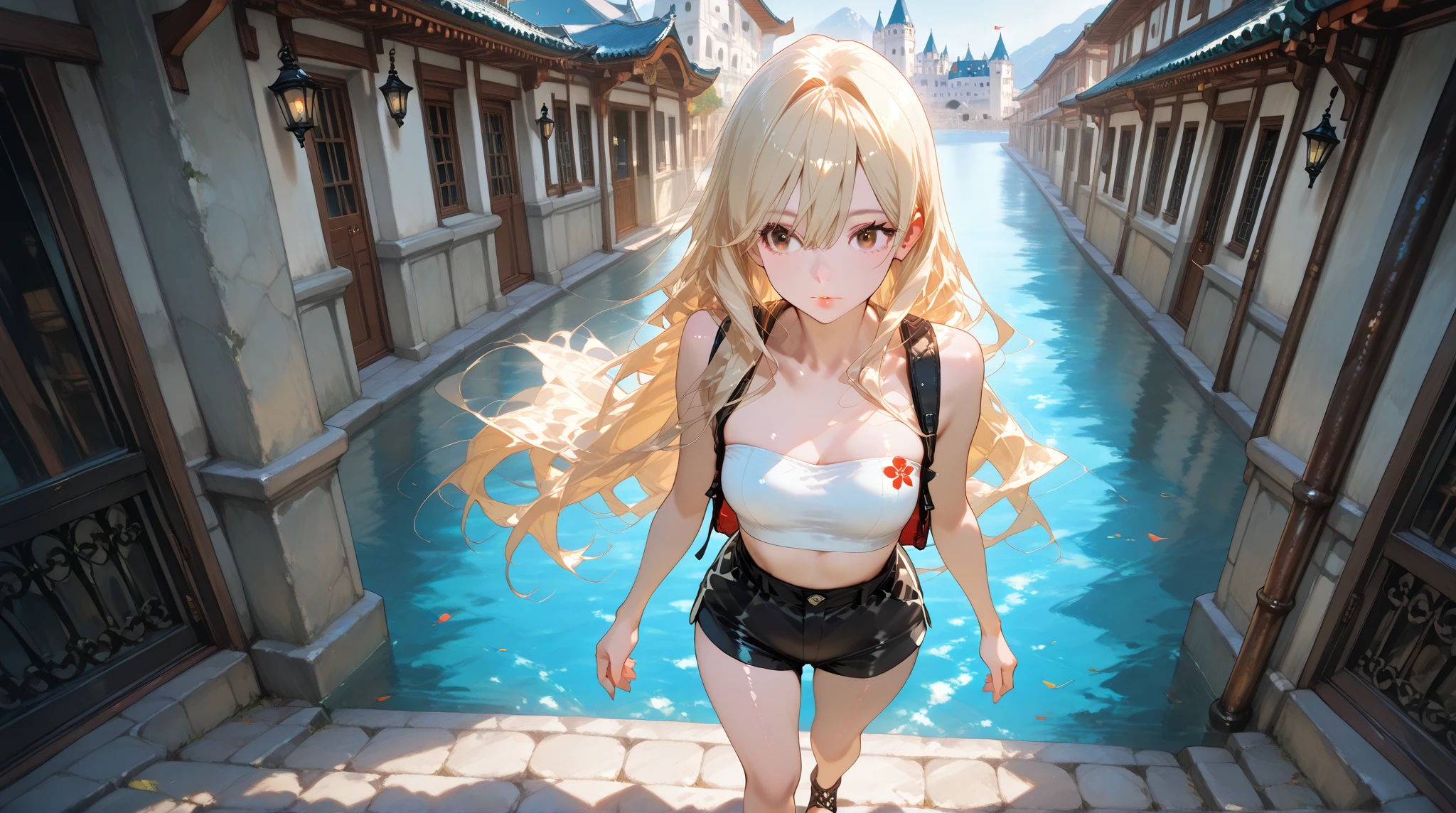 (photorealistic:1.5, highest quality,masterpiece,High resolution,muste piece),(sony a7, 35mm lens, f1.8, film gain),snow mountainに立つ1人の23歳の女性,cyber punk,(Red Slingshot Swimsuit:1.5,Down jacket:1.3,choker), beautiful skin, (looking at the camera:1.2),(Photo seen from the front bottom:1.3),(Medium Hair:1.2,bright blonde:1.5), expression( Impish Smile:1.3,blushing:1.3),Pause( Seductive pose:1.5),background(snow mountain:1.5,ruins,apocalyptic world),(Medium chest,slender, abs:1.2), (Underwear visible through clothing),(Butt visible through clothes),(detailed perfect face:1.9),normal hands:1.5,normal finger:1:5,normal feet:1.5,(cameltoe)
