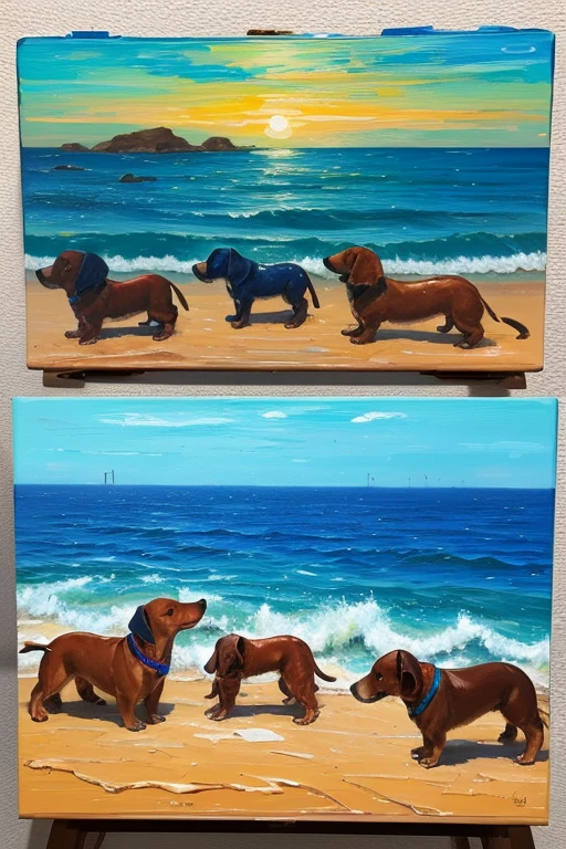 NSFW (nude) (Nami ((human)) large breasts, strip of pubic hair) rear view, doggy style fucking male furry Rottweiler with knotted penis, full body, on a deserted beach