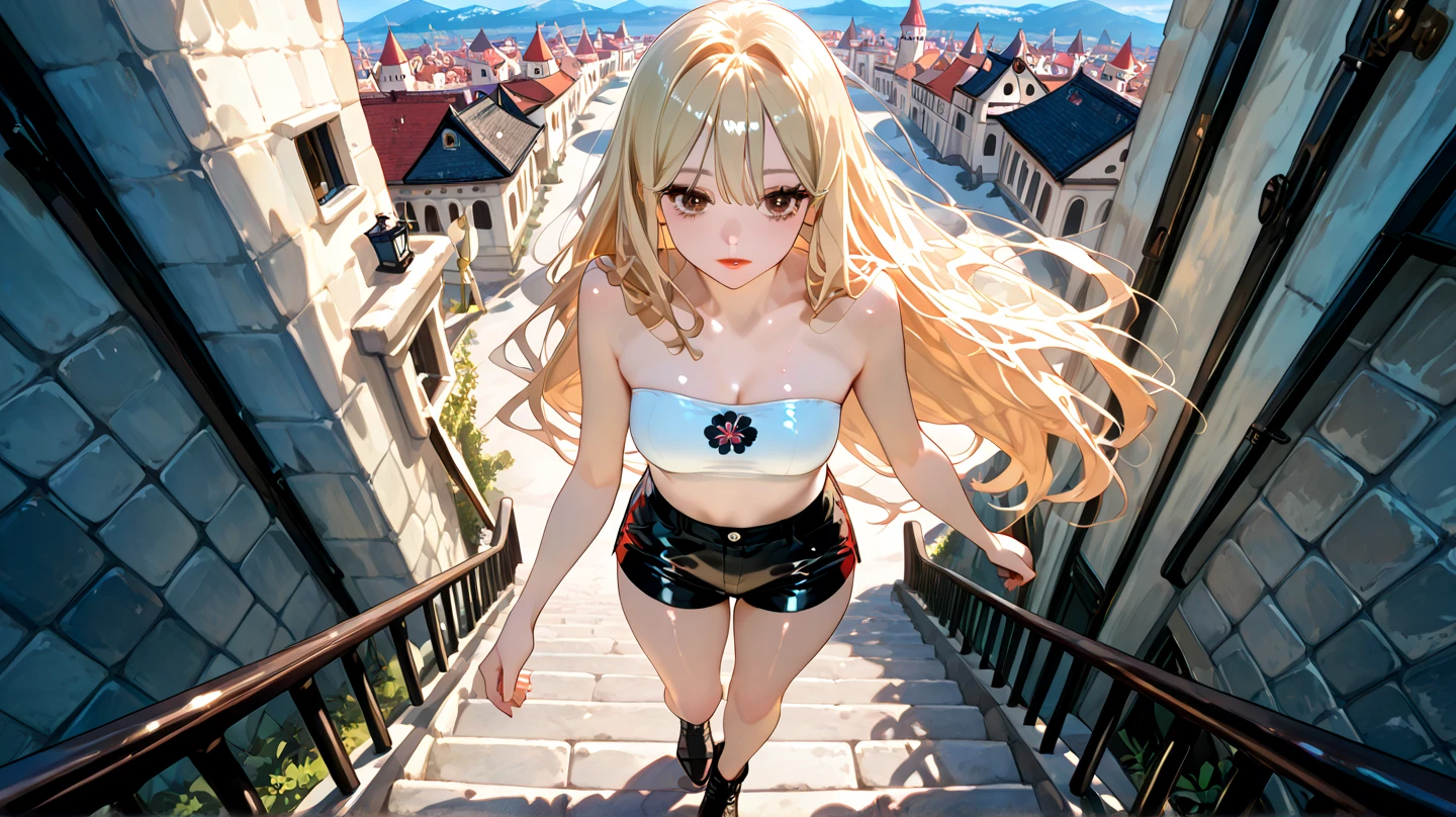 Attack on cute Titan girl,micro bikini,multiple titan girls,smiling,breaking buildings,ceiling,feom directly below