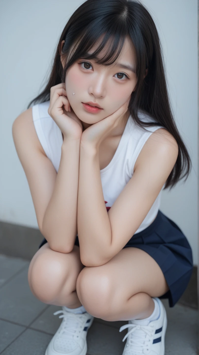 highest quality, Detailed workmanship、high resolution、(8K, High resolution:1.2)、raw photo, photorealistic、slender body shape、high definition face、Face is in focus、high definition eyes、(Focused, symmetrical pupils:1.2)、High-definition and beautiful skin、firm skin、natural makeup、gross lip, High-definition hair texture、masterpiece、japanese woman、nurse、nurse, 、very cute, very short hair break (White nursing uniform、白いnurseの制服:1.3), on the hospital bed、(very embarrassed:1.3), (blush:1.3), (Strange look:1.3)、Staring at the camera, I have my mouth slightly open、(various shooting angles:1.3)、medium breast, nsfw